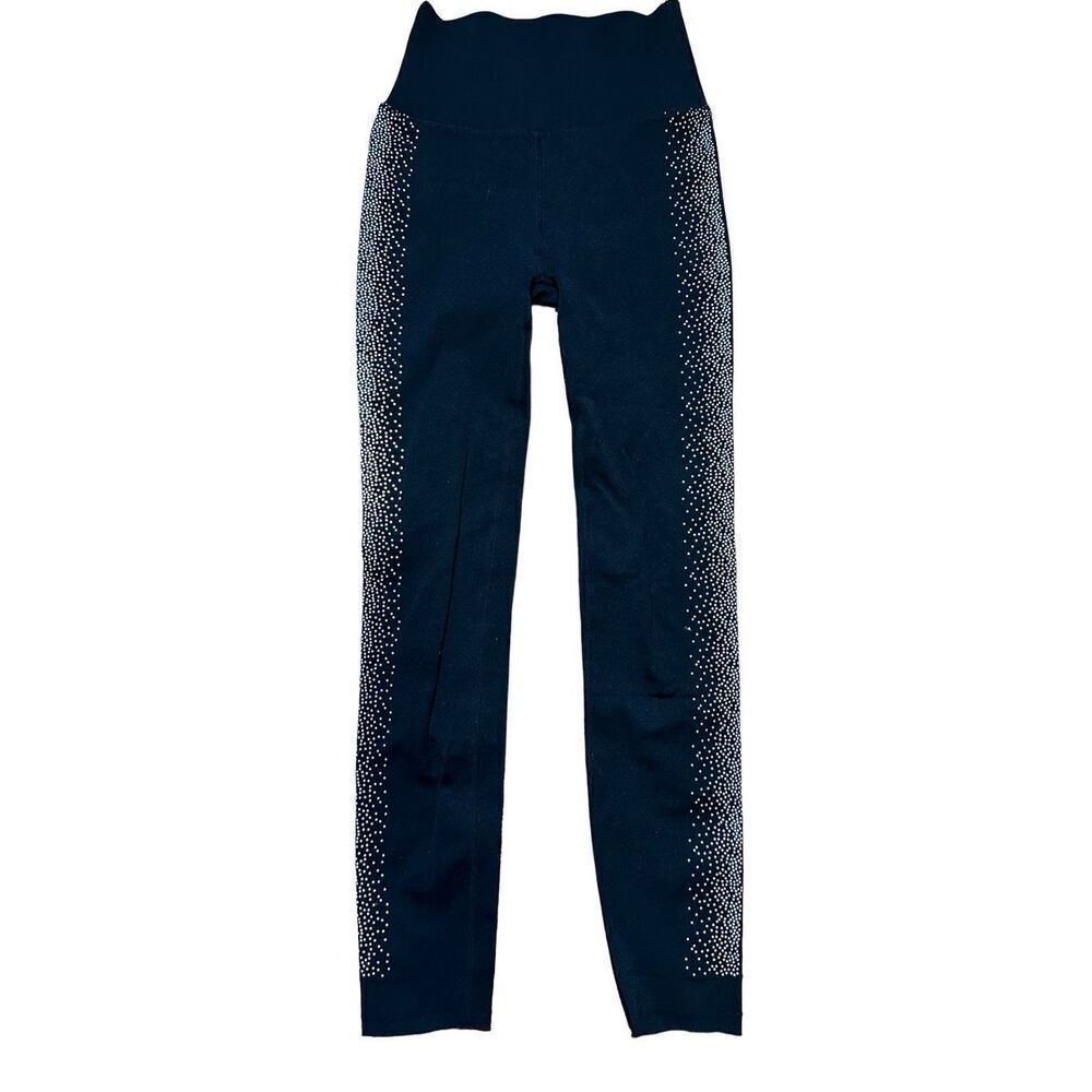 Fabletics High-Waisted Sculptknit Black &Silver‎ Reflective Legging Sz Small